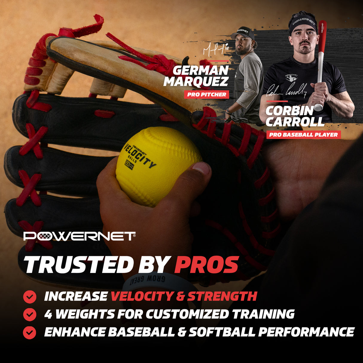 Velocity Balls 4-Pack | Pregame Warmup and Strength Training TrainingNets by PowerNet