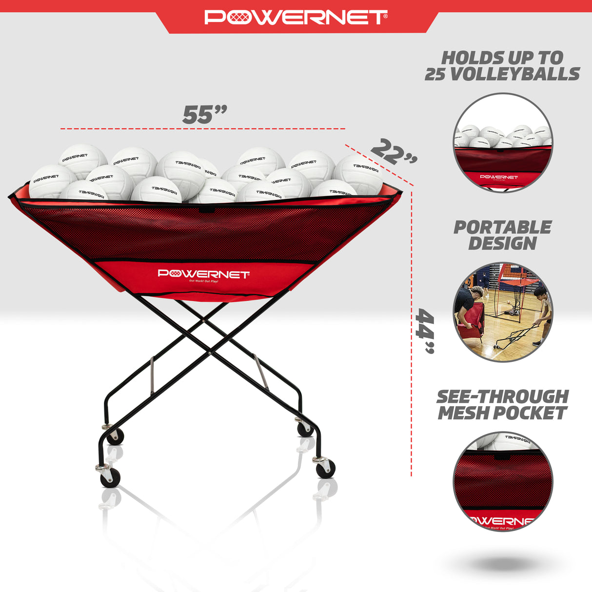 Volleyball Wheeled Cart Sports PowerNet
