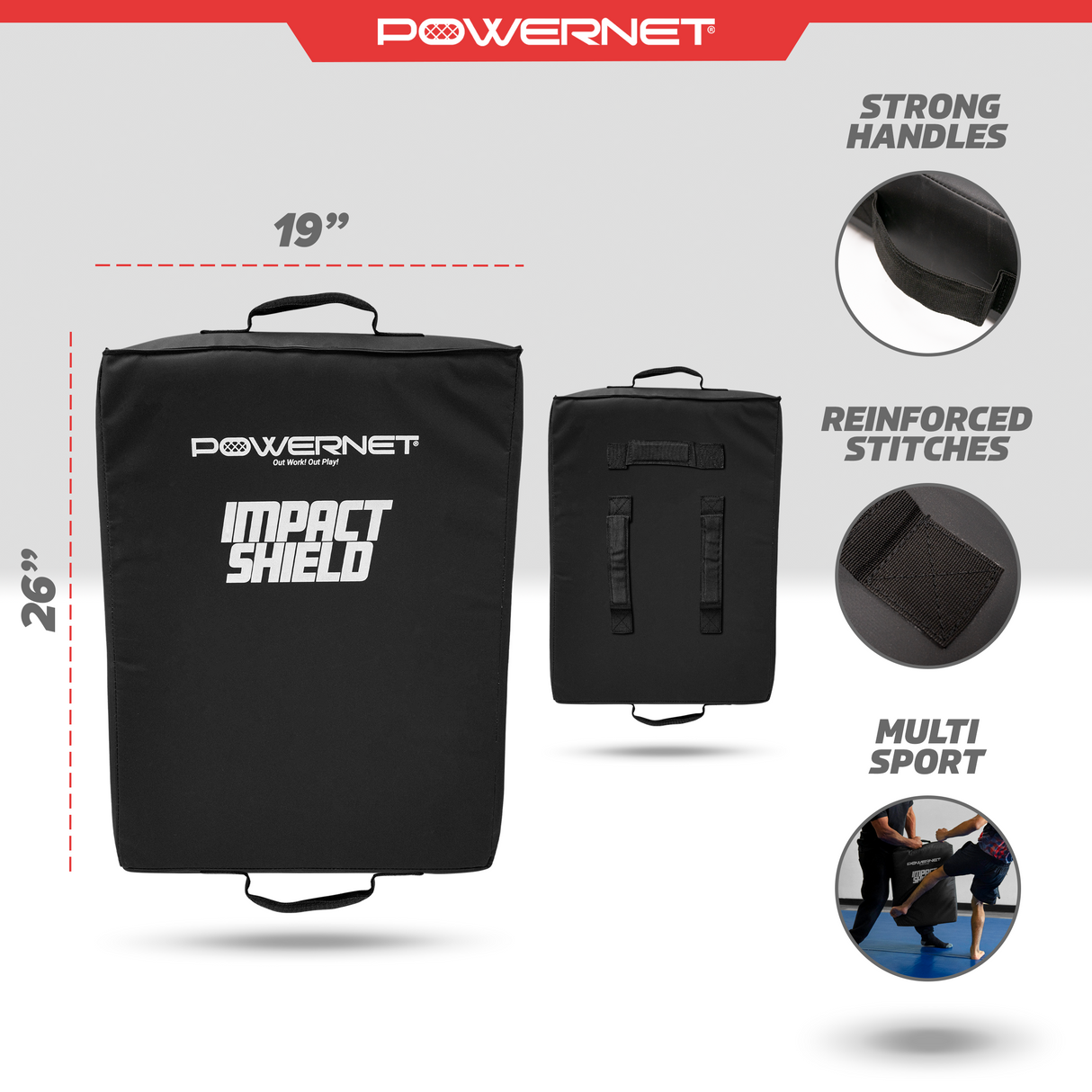 Impact Shield Pad 26" x 19" | Perfect for Blocking Drills, Martial Arts Blocking Pad PowerNet