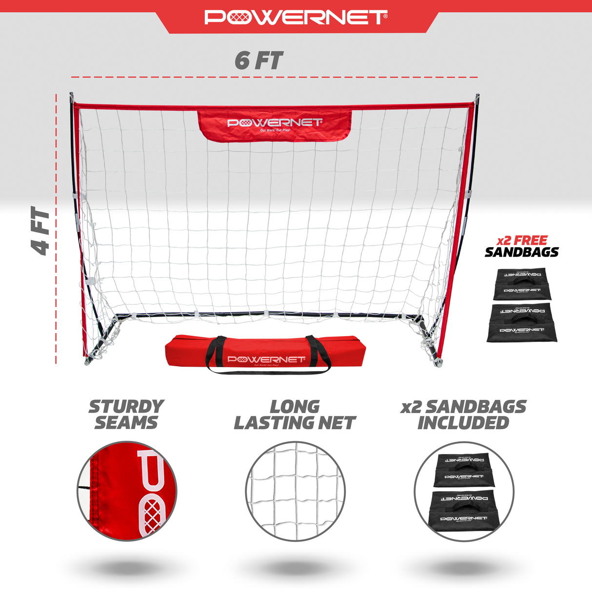 Soccer Goal | Lightweight Frame Ultra-Portable | Included Sandbag Sports PowerNet