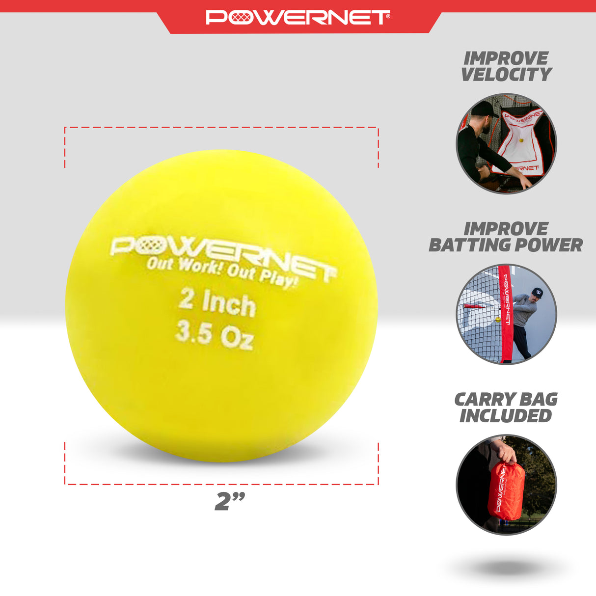 Micro 2" Weighted Training Balls | Choose from 3.5, 5.5 oz Sports PowerNet