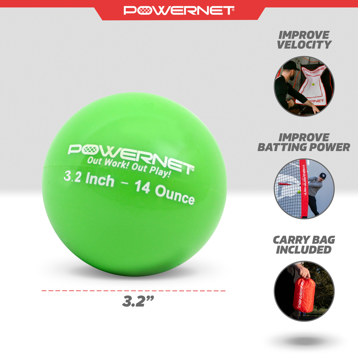 3.2" Weighted Training Balls | 12-20 oz sports PowerNet