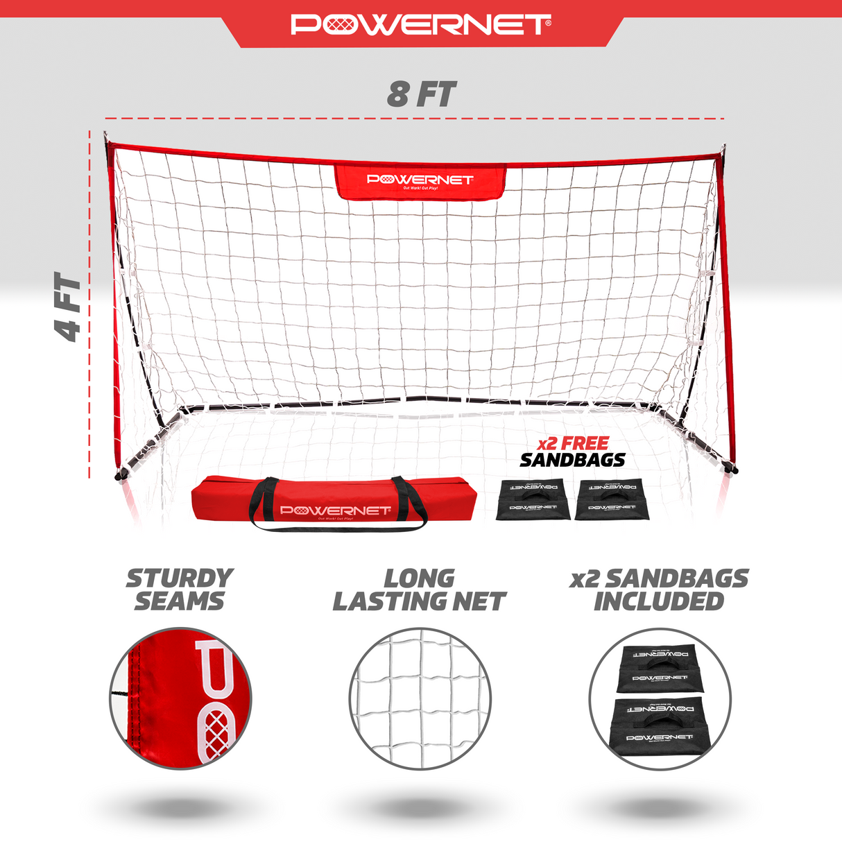 Soccer Goal | Lightweight Frame Ultra-Portable | Included Sandbag Sports PowerNet
