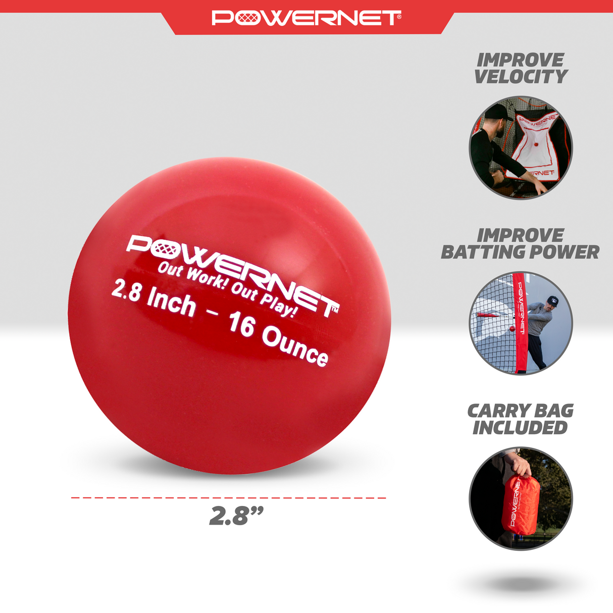 2.8" In Weighted Training Balls | 12-20 Oz Sports PowerNet
