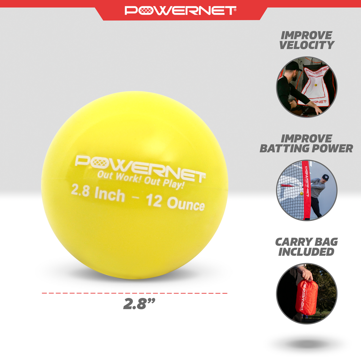2.8" In Weighted Training Balls | 12-20 Oz Sports PowerNet