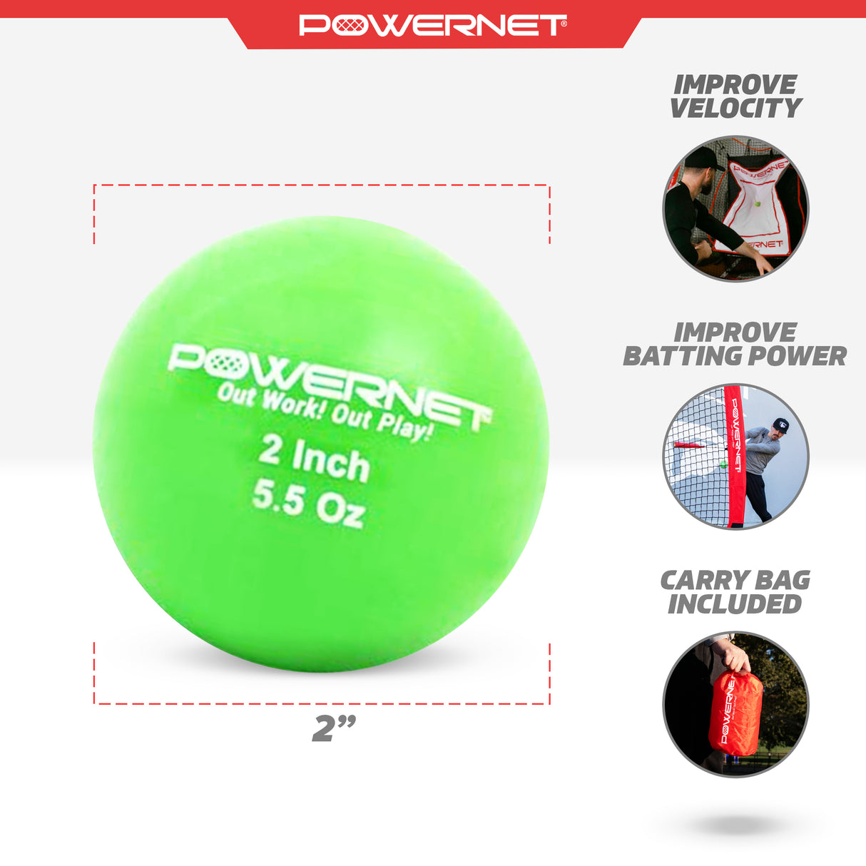 Micro 2" Weighted Training Balls | Choose from 3.5, 5.5 oz Sports PowerNet