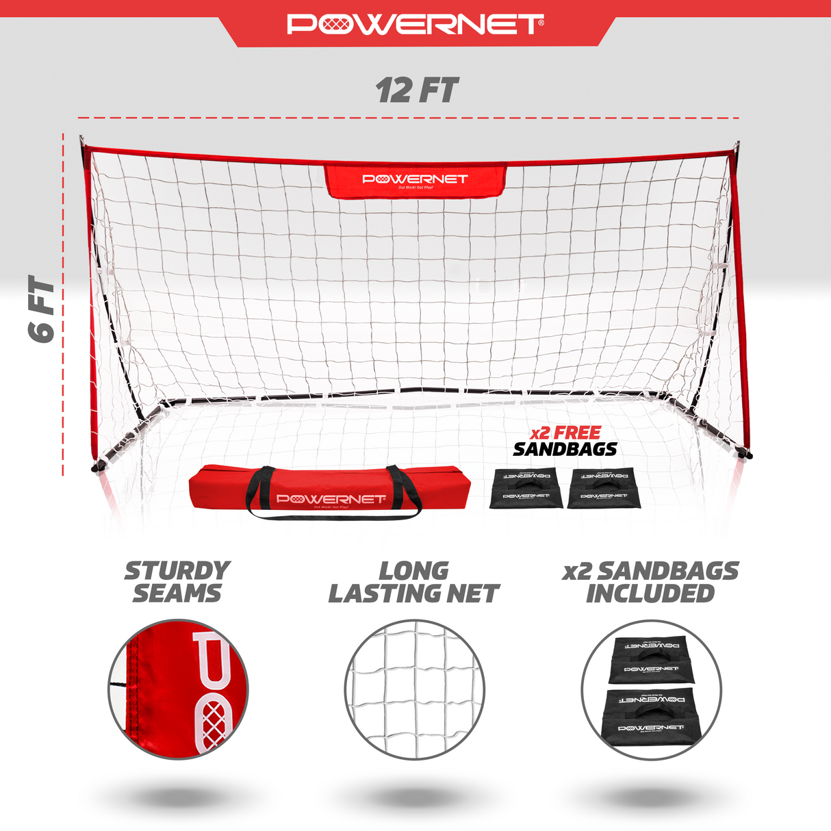 Soccer Goal | Lightweight Frame Ultra-Portable | Included Sandbag Sports PowerNet