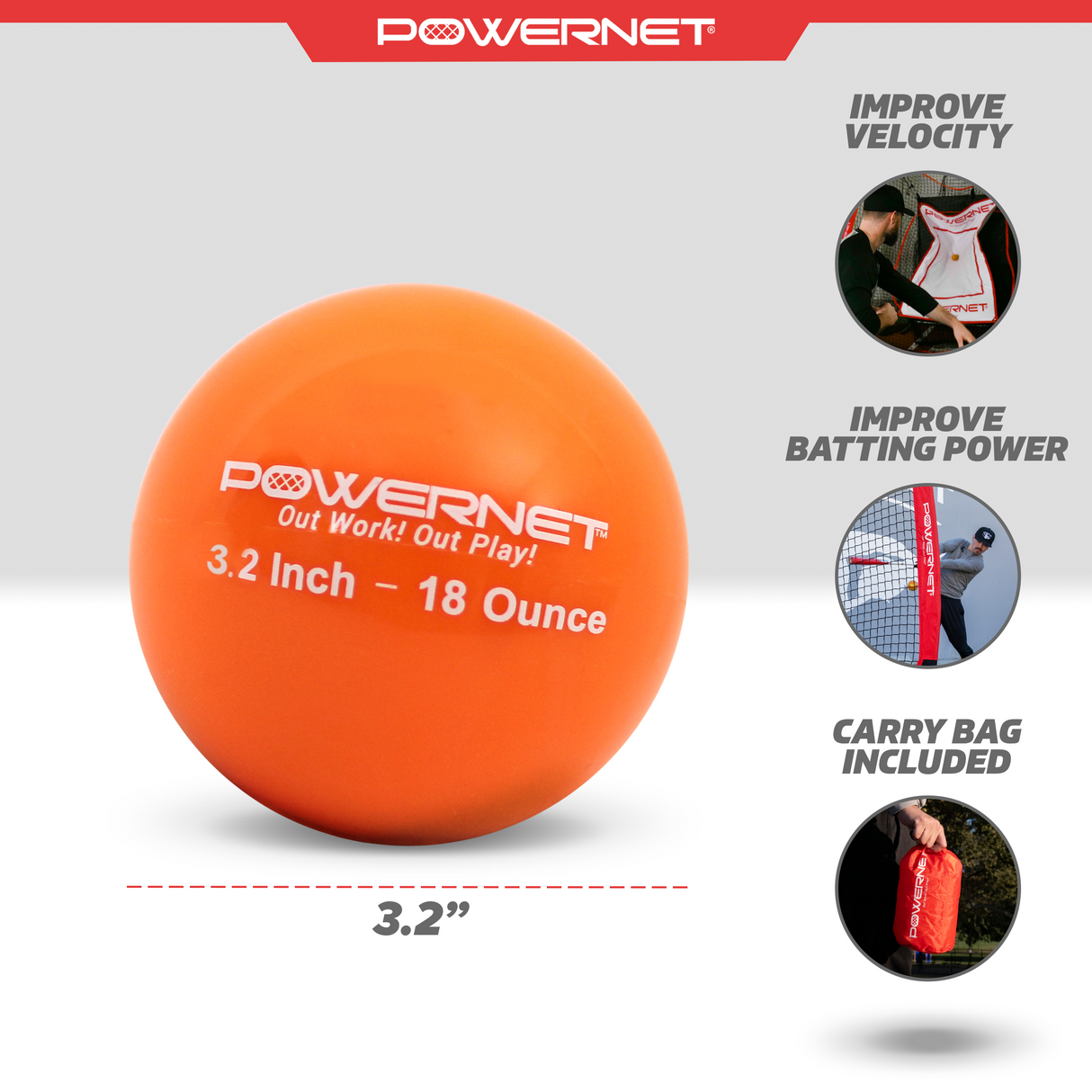 3.2" Weighted Training Balls | 12-20 oz sports PowerNet