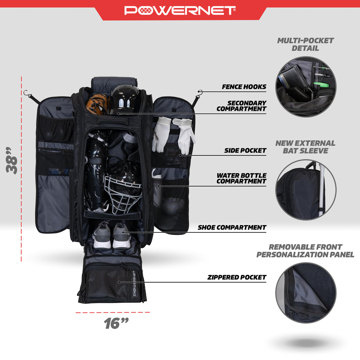 PRO Optimus Catcher's Gear Equipment Bag PowerNet by TrainingNets