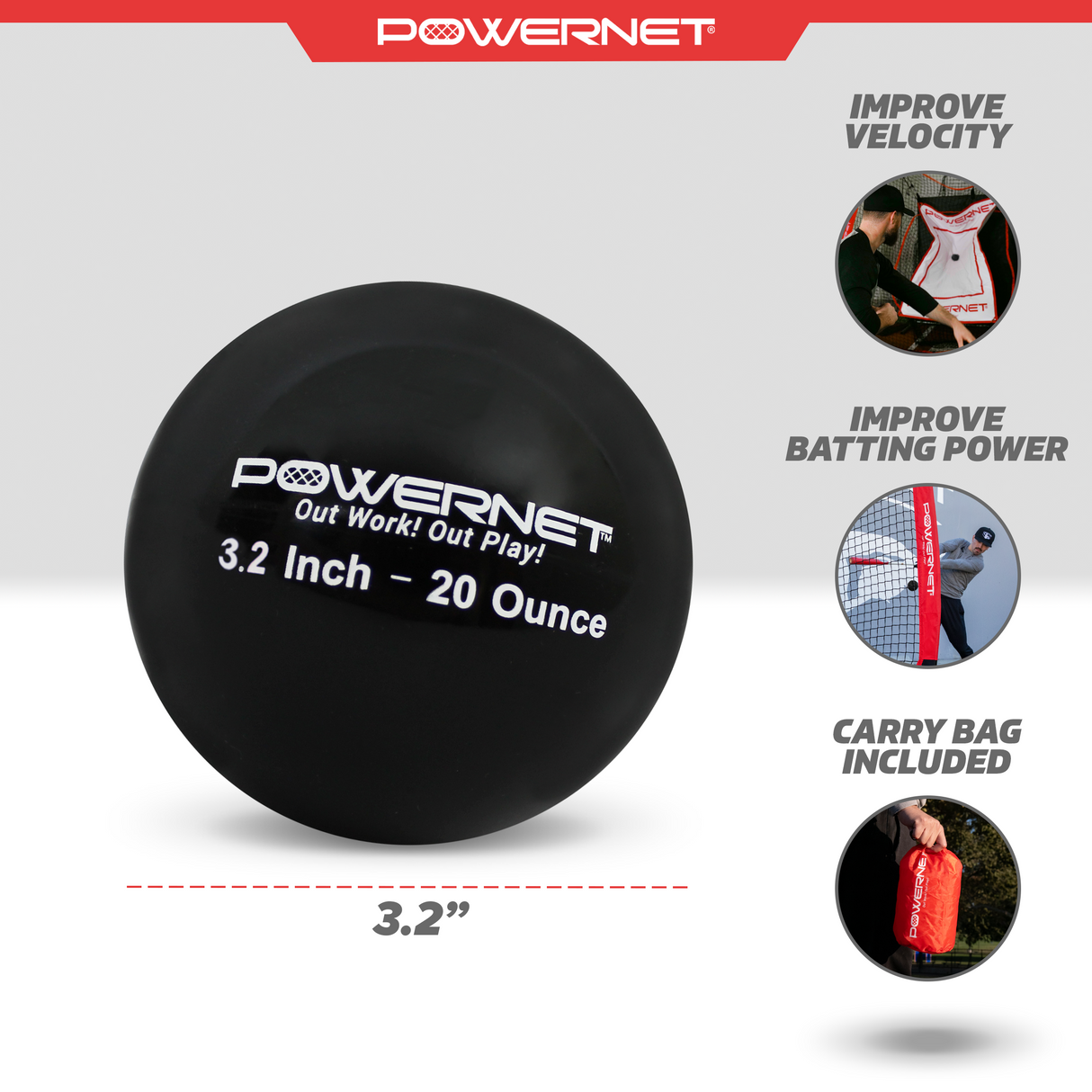 3.2" Weighted Training Balls | 12-20 oz sports PowerNet