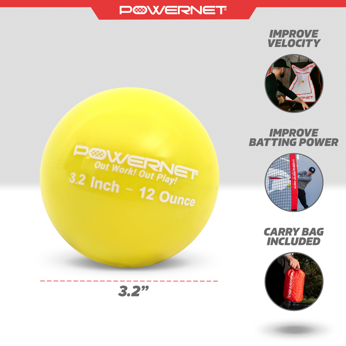 3.2" Weighted Training Balls | 12-20 oz sports PowerNet
