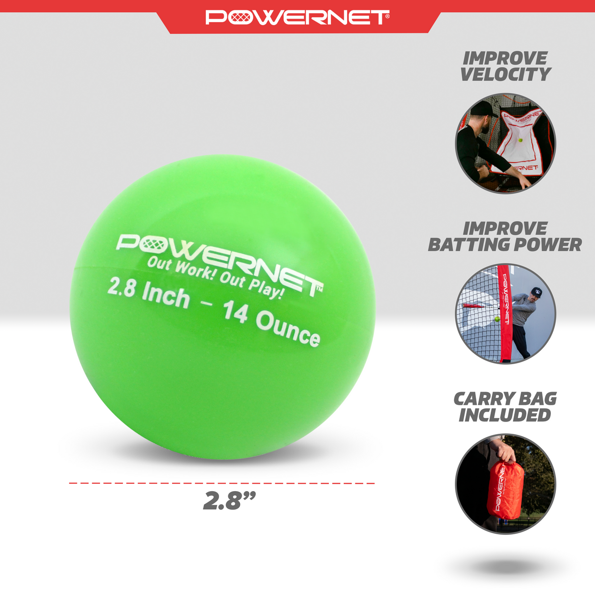 2.8" In Weighted Training Balls | 12-20 Oz Sports PowerNet