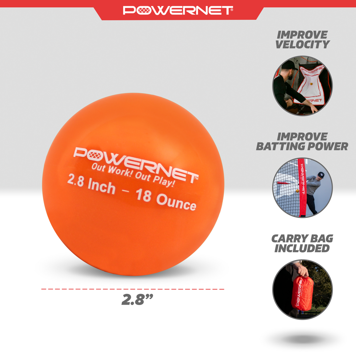 2.8" In Weighted Training Balls | 12-20 Oz Sports PowerNet