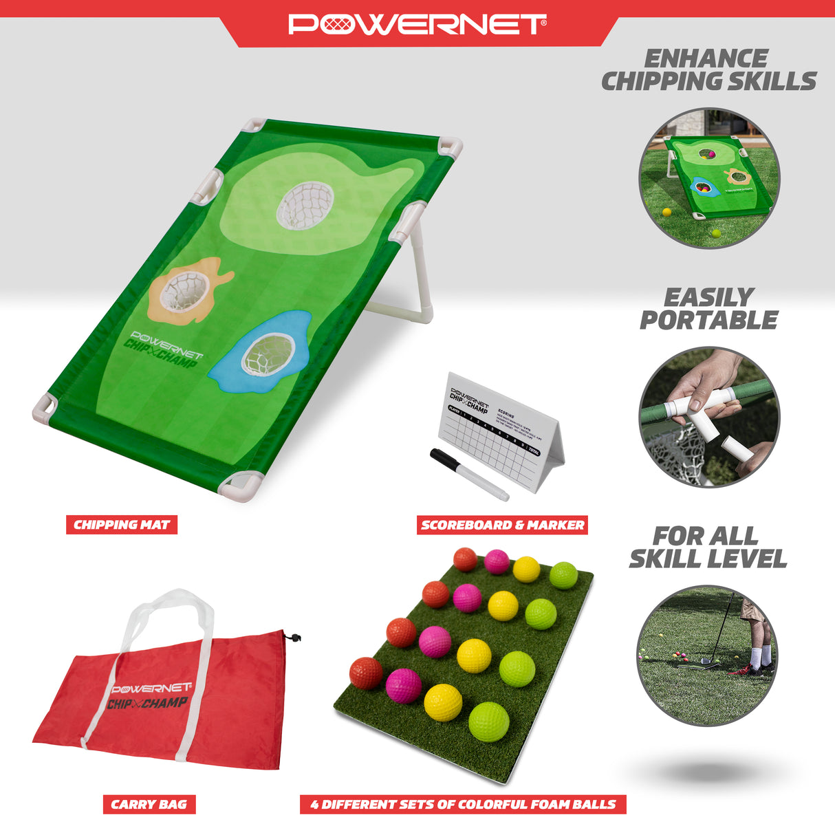 Chip Champ Golf Portable Cornhole Game Sports PowerNet
