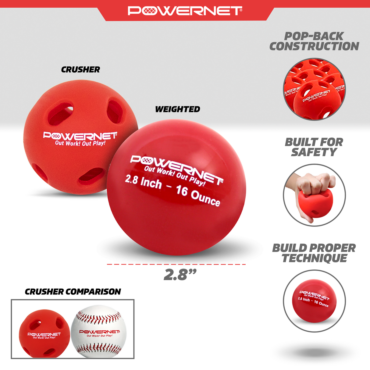 Crusher Balls & 2.8" Weighted Training Balls | (24 Balls Total) sports PowerNet
