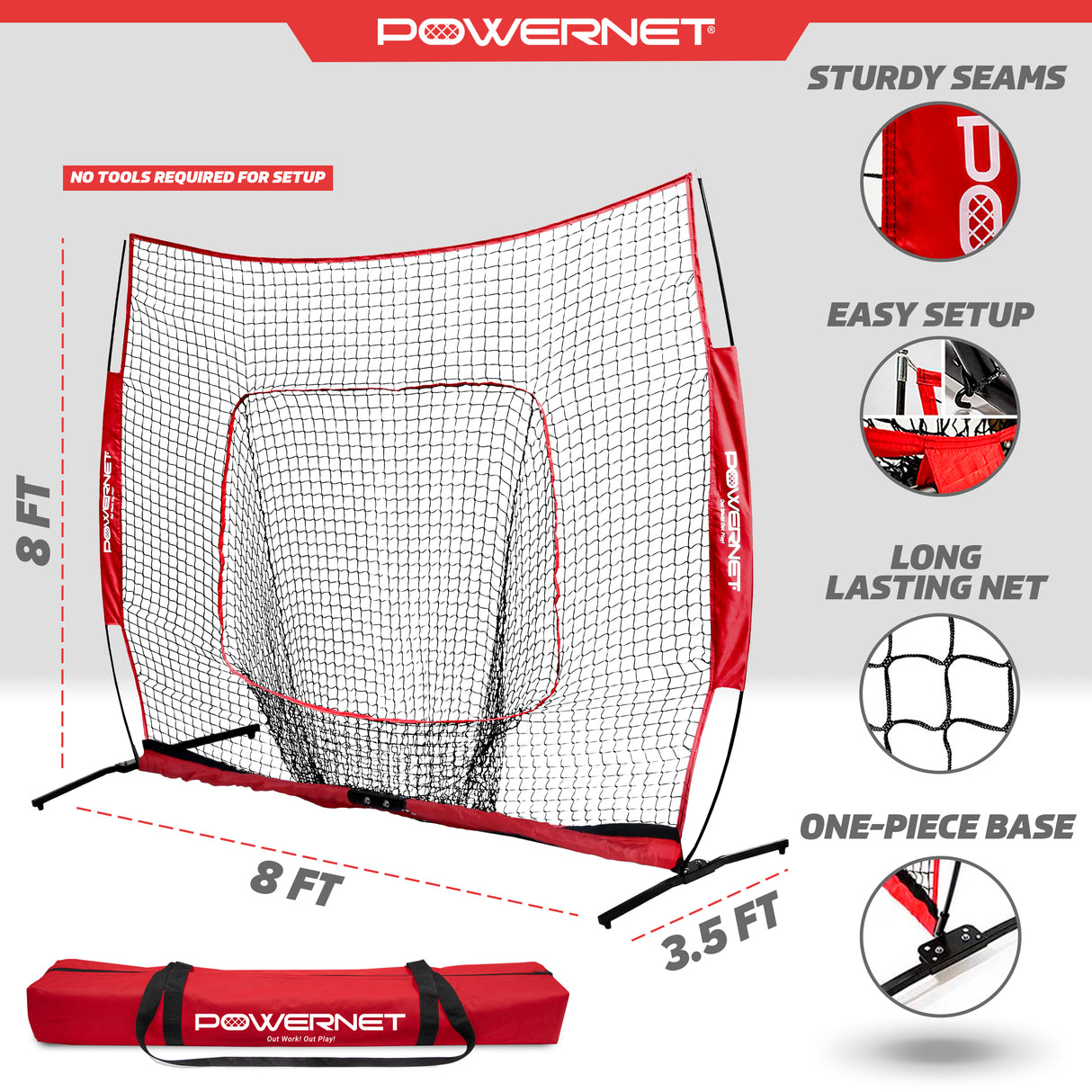 8x8 FT XLP PRO Training Net Sports PowerNet