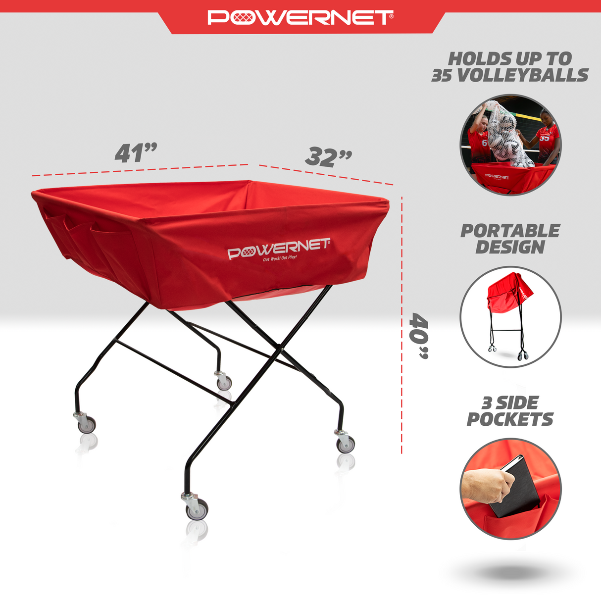 Volleyball Cart Wheeled XL Sports PowerNet