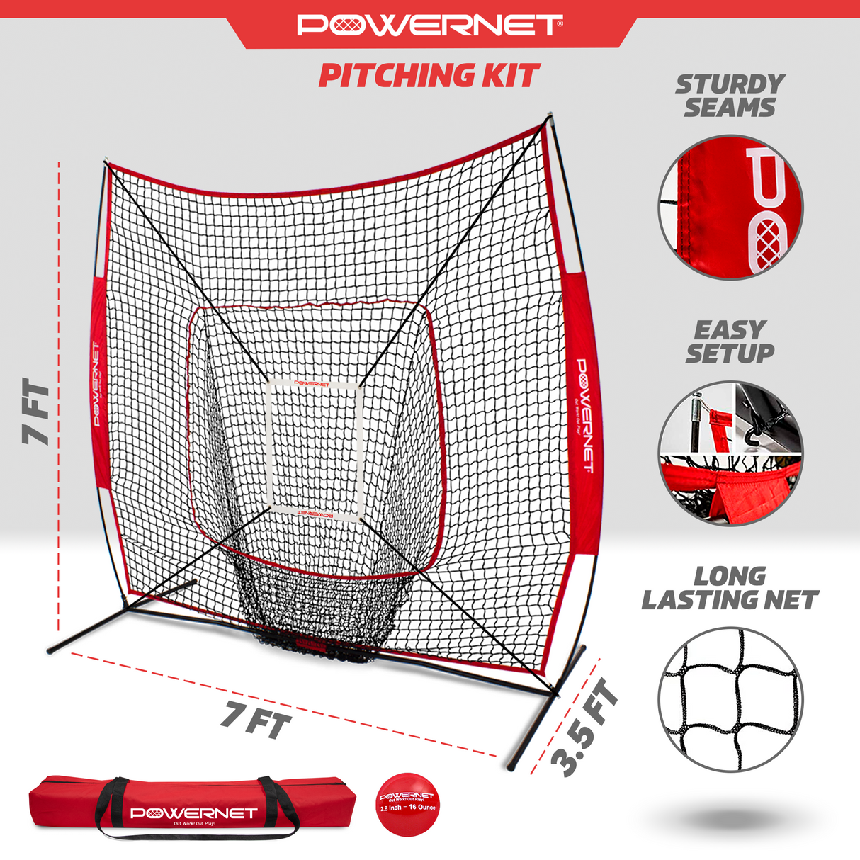 7x7 FT Practice Net Pitching Kit Sports PowerNet