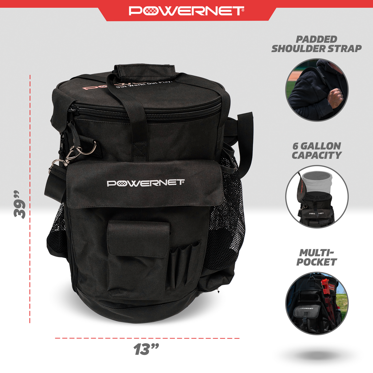 Shoulder Bucket Caddy Carry Bag Bag PowerNet
