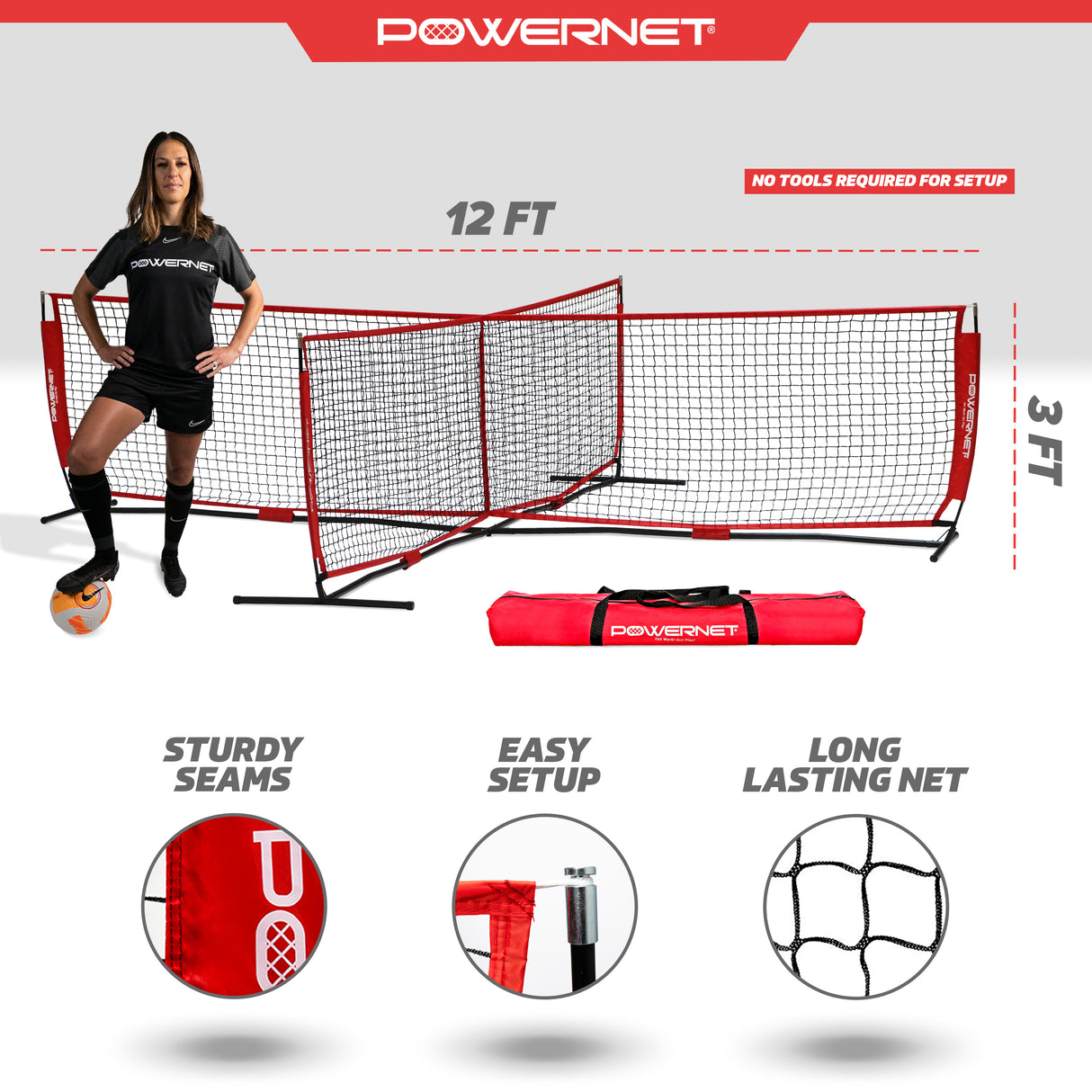 4 Way Soccer Tennis Net | 2 Sizes | Play a Fun Game While Training Soccer Net PowerNet