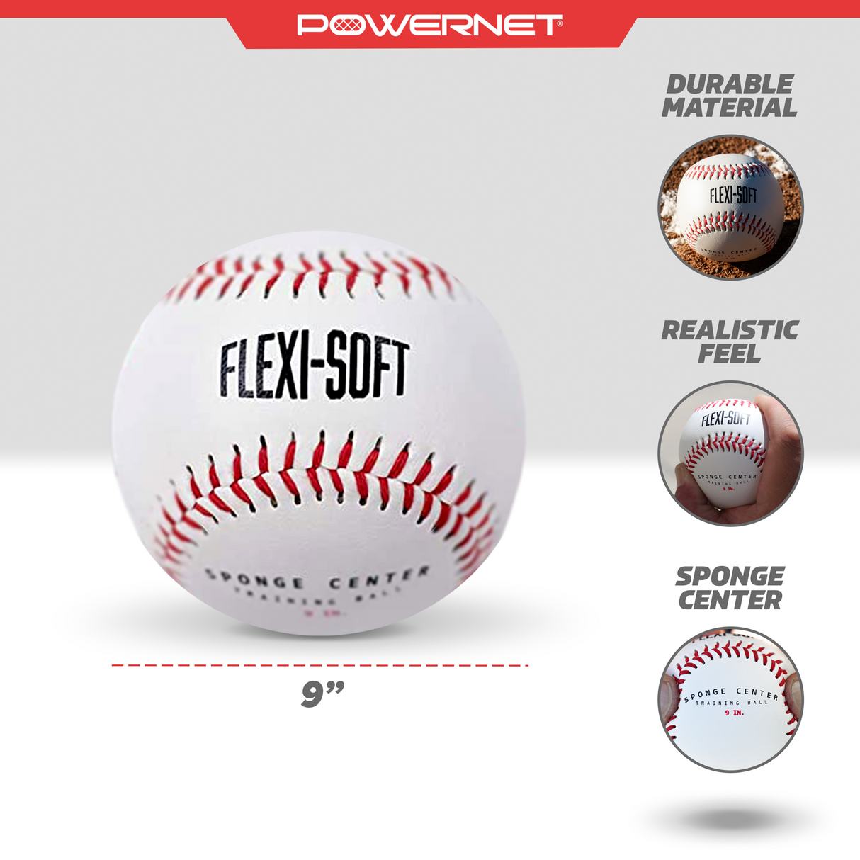 Flexi Soft Baseballs 12 Pack | Cushioned Core Safety Ball Flexi Soft Baseballs PowerNet