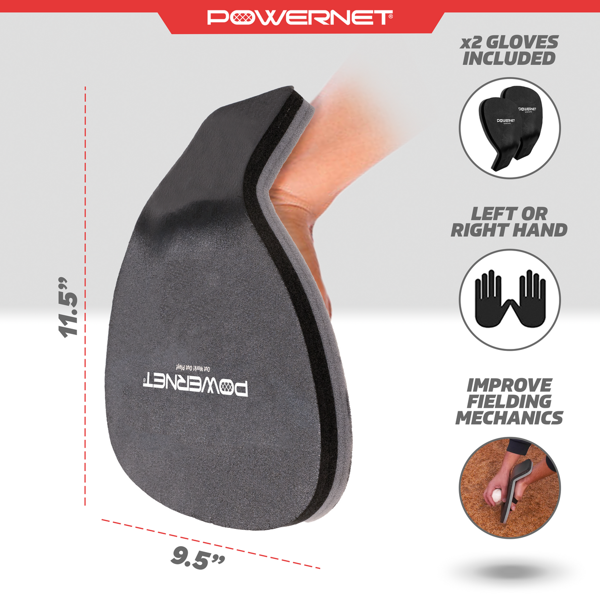 Fielder Pro Training Glove 2 PK | Angled Wrist Fielding Training PowerNet