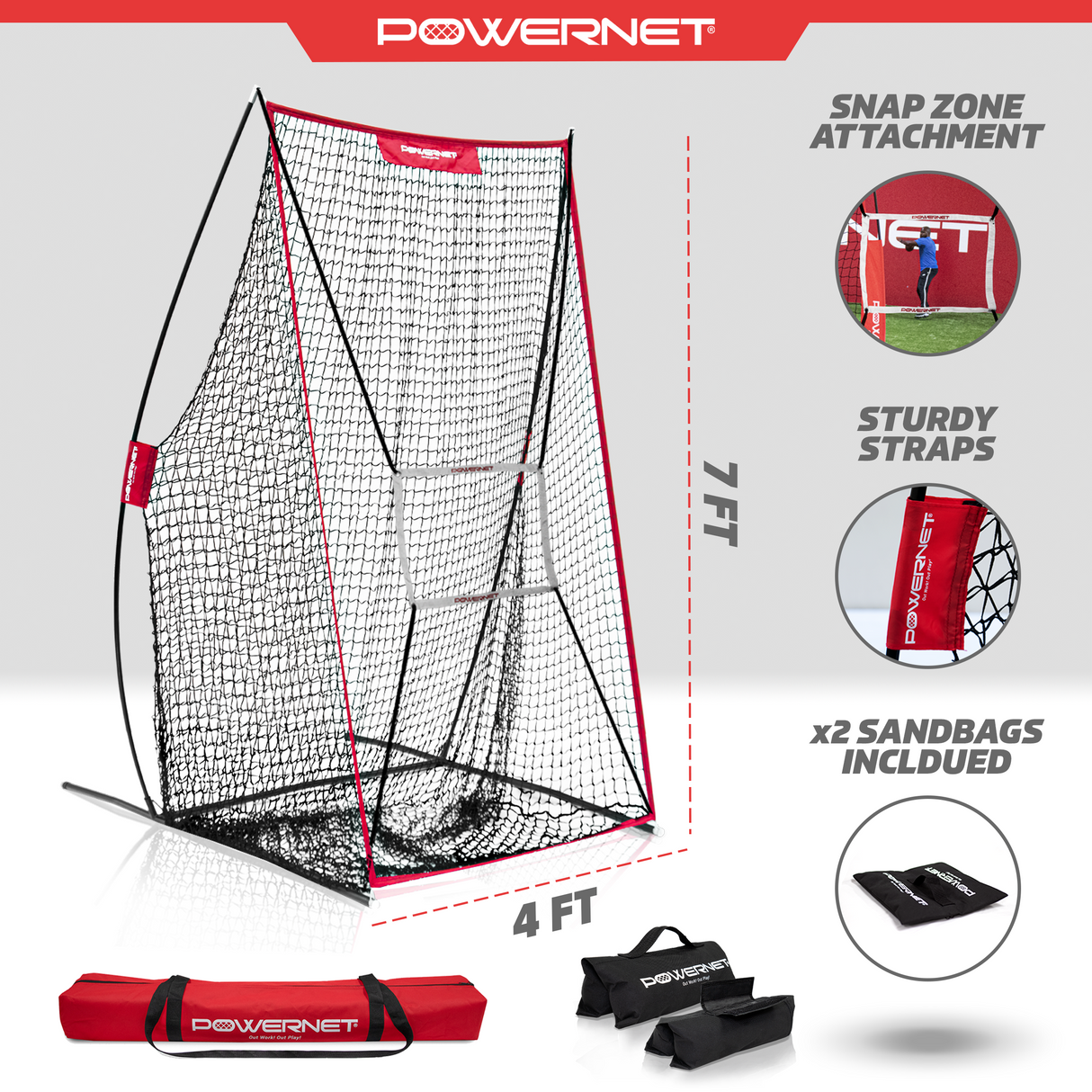 Sideline Trainer 7 x 4 FT Portable Football Kicking Net Football Net PowerNet