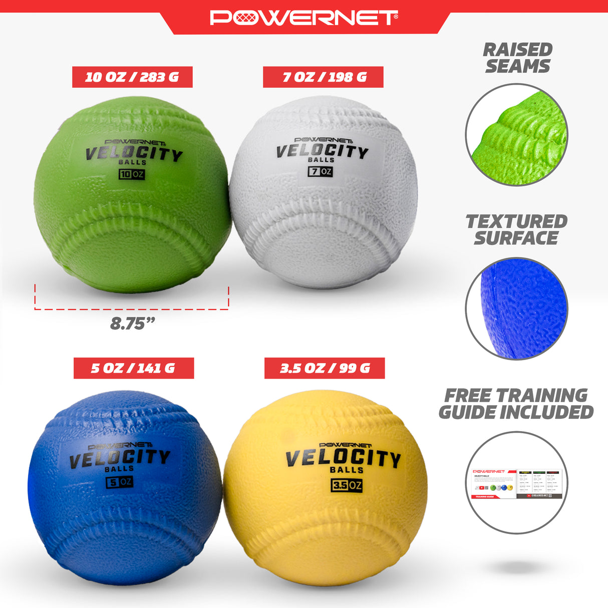 Velocity Balls 4-Pack | Pregame Warmup and Strength Training TrainingNets by PowerNet