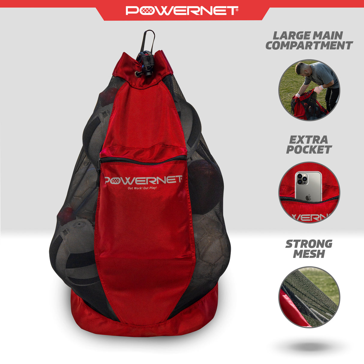 Soccer Ball Large Bag | Mesh Bag Storage Sack Soccer Ball Bags PowerNet