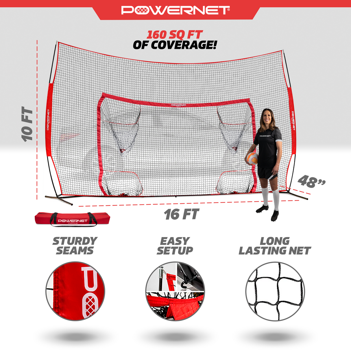 16x10 FT Soccer Goal Combo Barrier Soccer Goal PowerNet