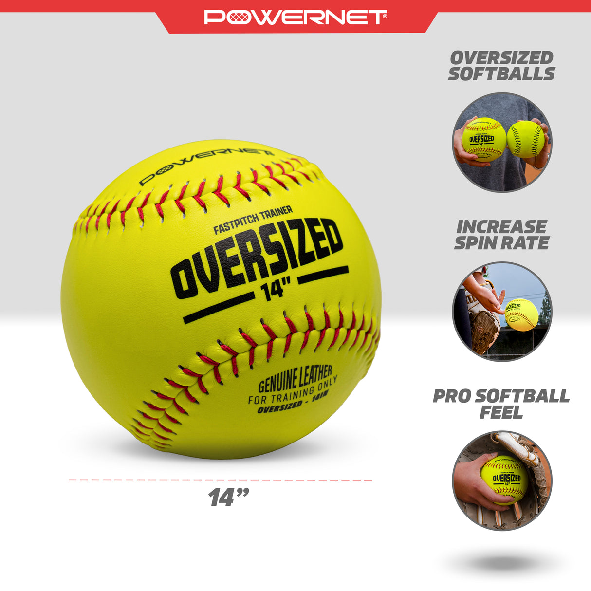 Oversized Softball 3-Pack | 14 Inch Ball Training Ball PowerNet