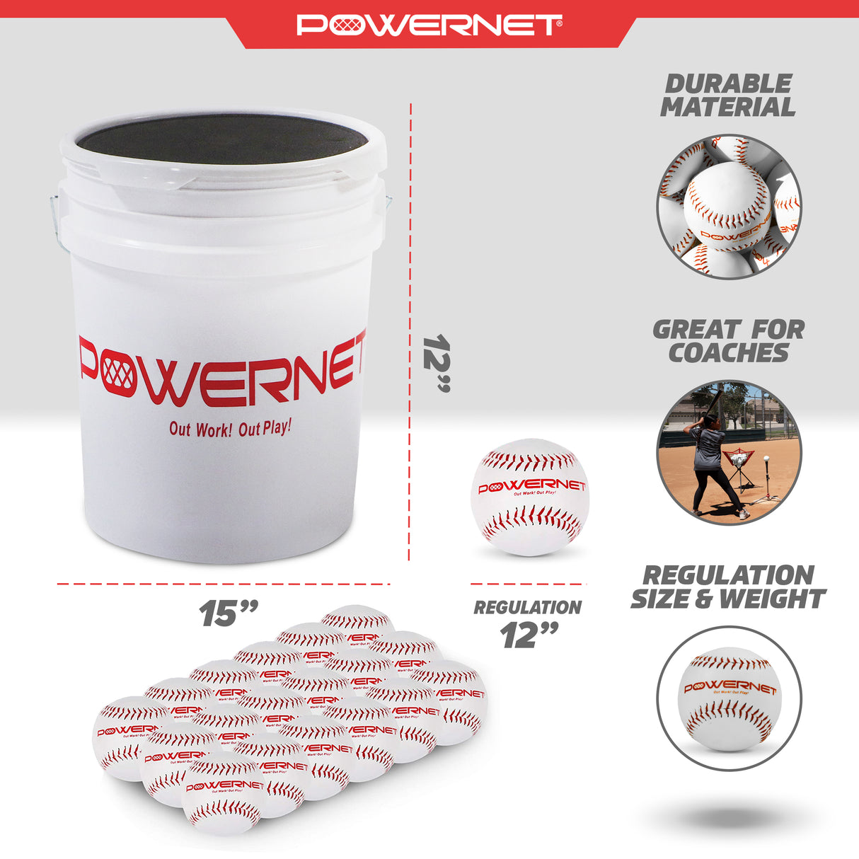 Cushioned Bucket and Practice Softball Bundle Sports PowerNet