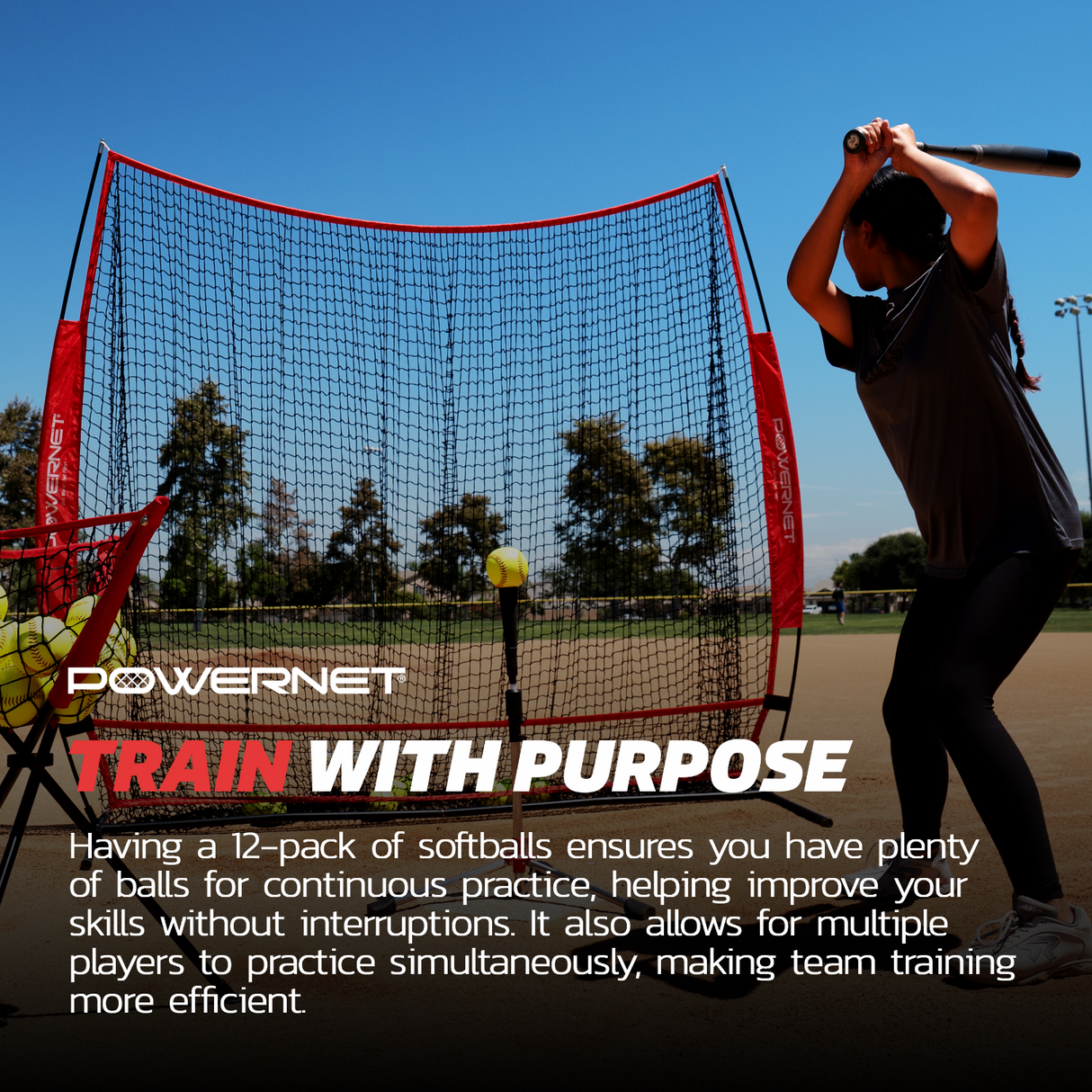 Regulation Sized Softball Bucket Bundle | Includes 18 Softballs Baseball And Softball Field Accessories PowerNet