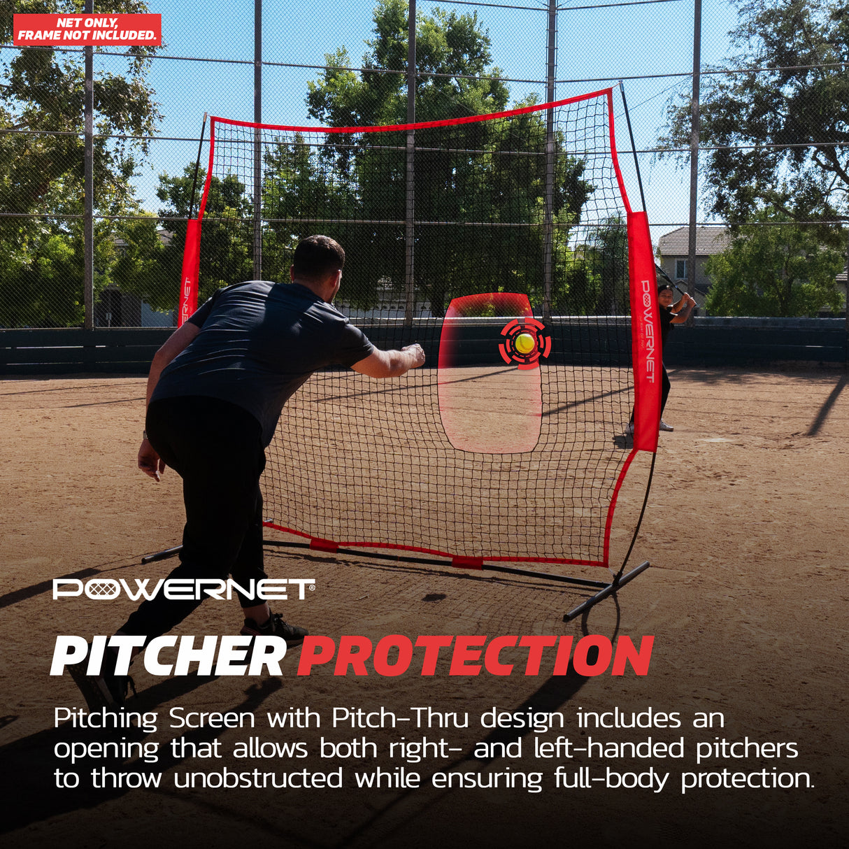 Pitching Protection Screen for Softball - Net Only Replacement Parts PowerNet