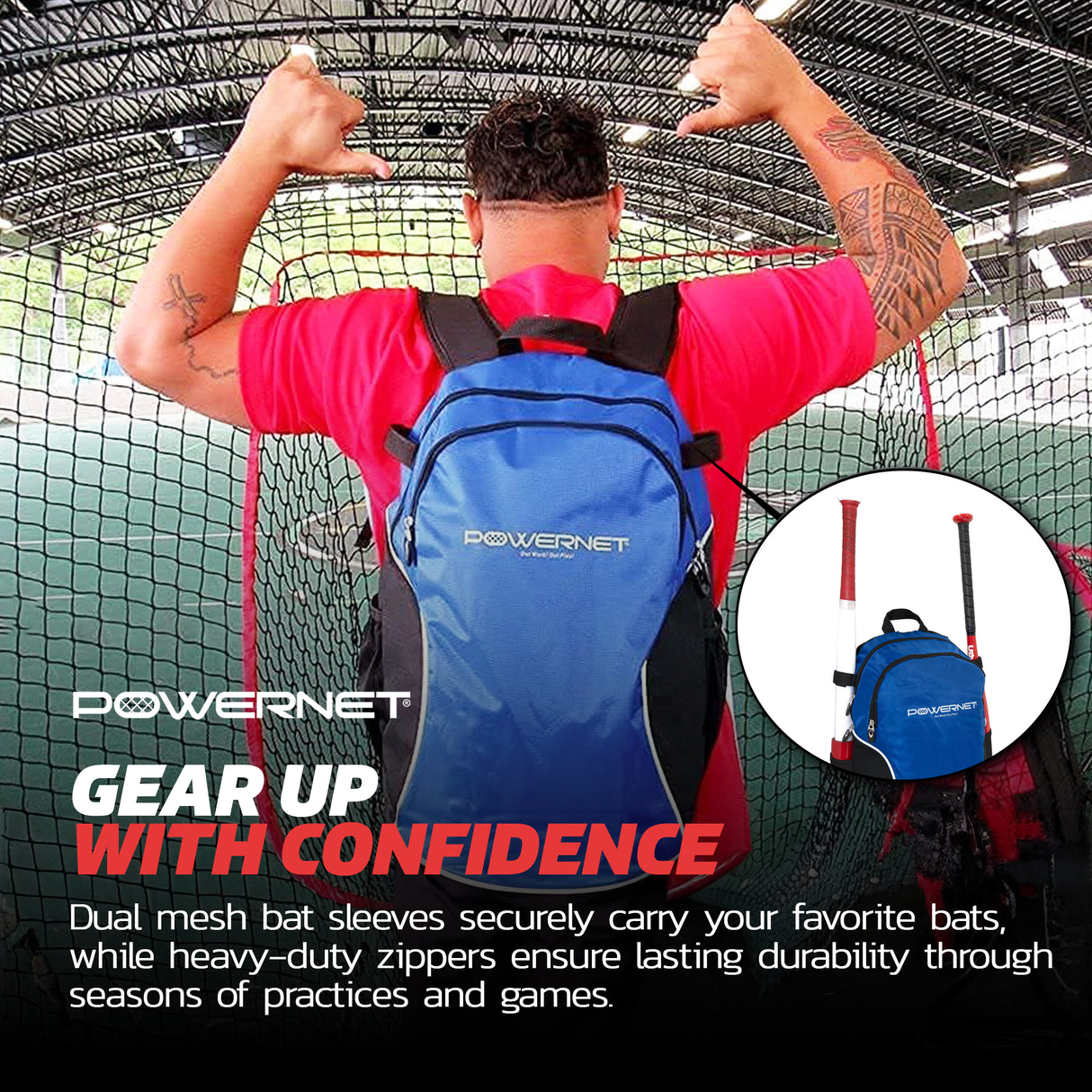 Baseball Softball Backpack M Choose from 3 Colors Red Black Blue Sports PowerNet