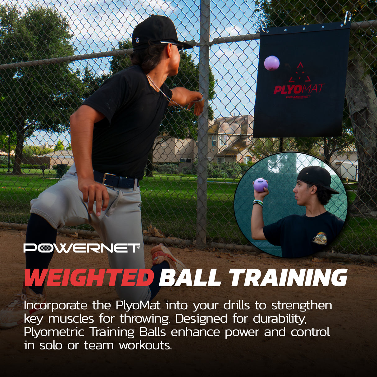 Hanging Plyo Mat & Power Plyometric Training Balls Bundle TrainingNets by PowerNet