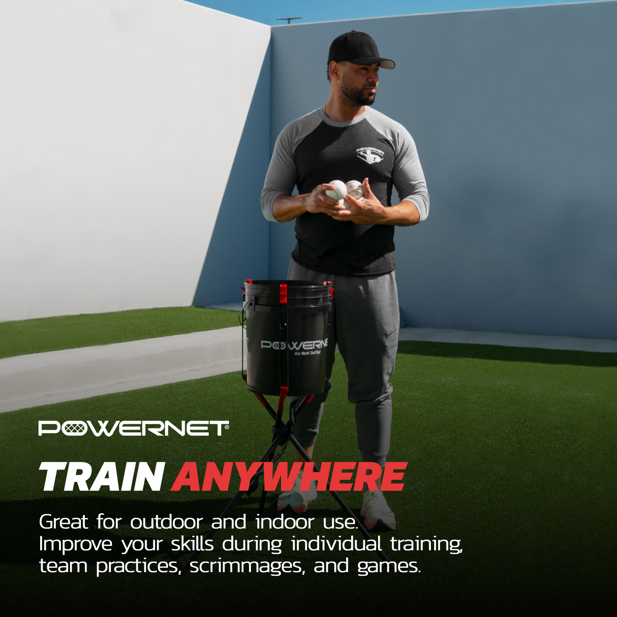 Bucket Ball Caddy for Baseballs & Softballs Sports PowerNet