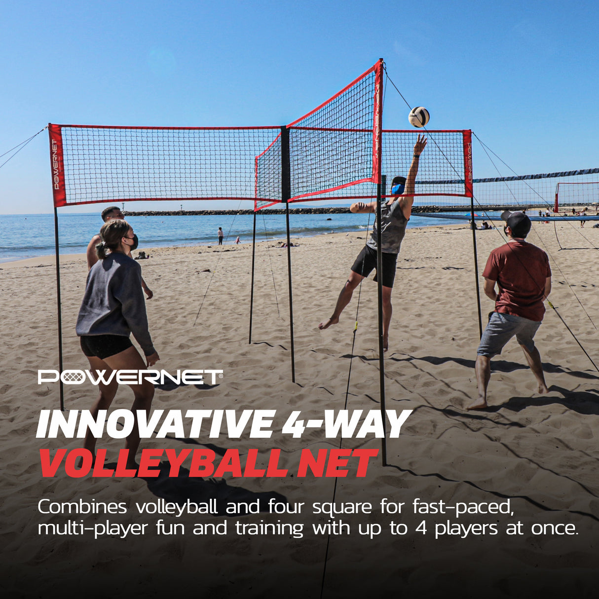 Four Square Volleyball Training Net Game Sports PowerNet