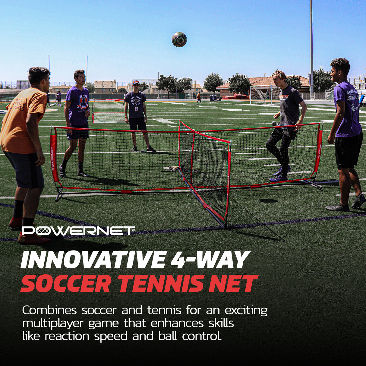 4 Way Soccer Tennis Net | 2 Sizes | Play a Fun Game While Training Soccer Net PowerNet