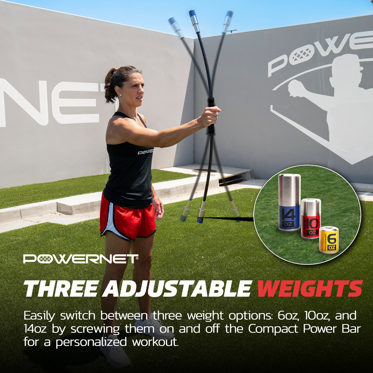 Compact Power Bar | Weighted Tube with Interchangeable Weights TrainingNets by PowerNet