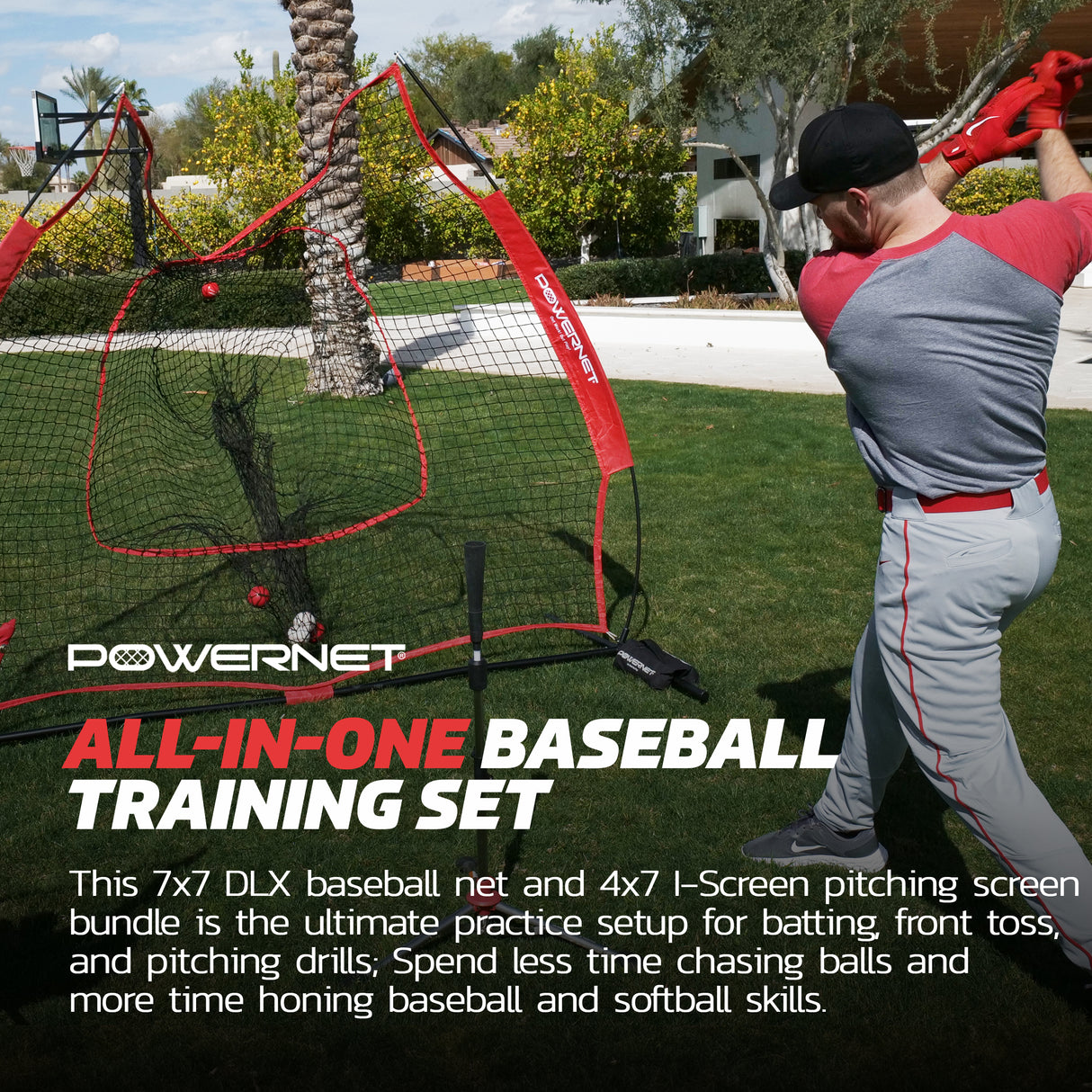 Practice Net 7x7 Bundle + I-Screen (1 Frame + 2 Nets) Sports PowerNet