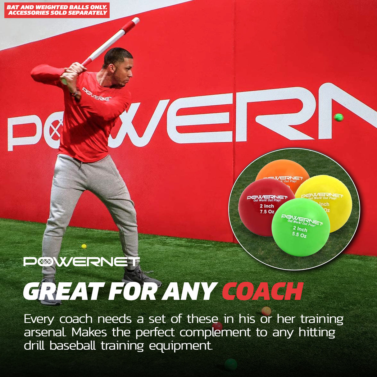 Sweet Spot Training Bat + 2" Progressive Micro Ball 12 PK Set Sports PowerNet