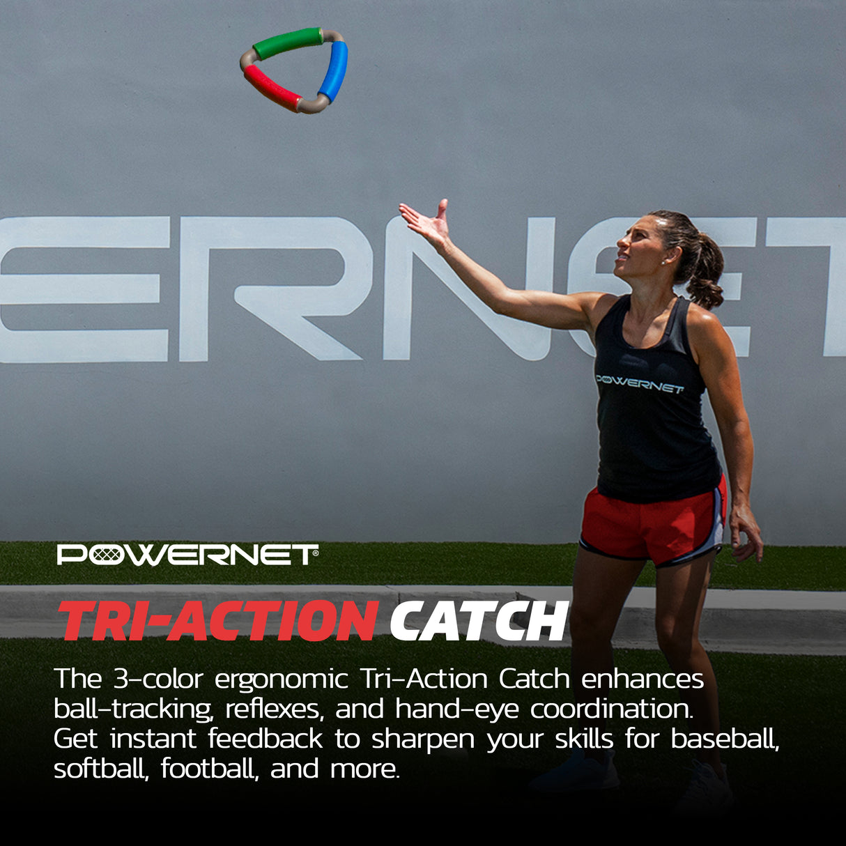 Tri-Action Catch | Hand-Eye Coordination Tool Training Tool PowerNet