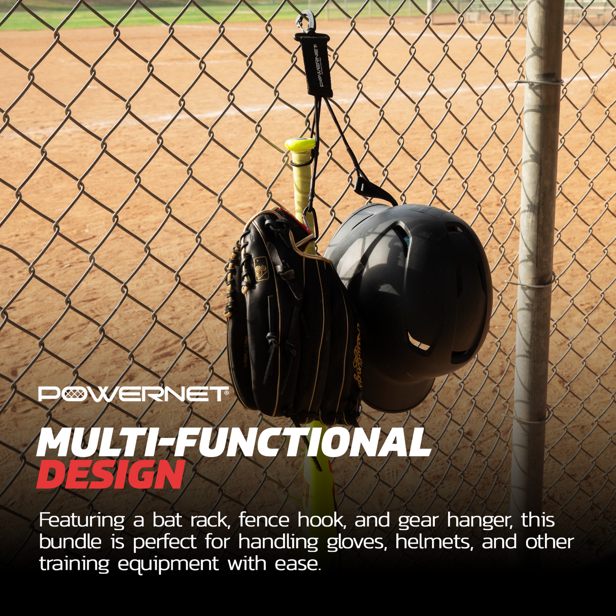 Dugout Bundle | Bat Fence Rack + Fence Hook + Gear Hanger Sports PowerNet