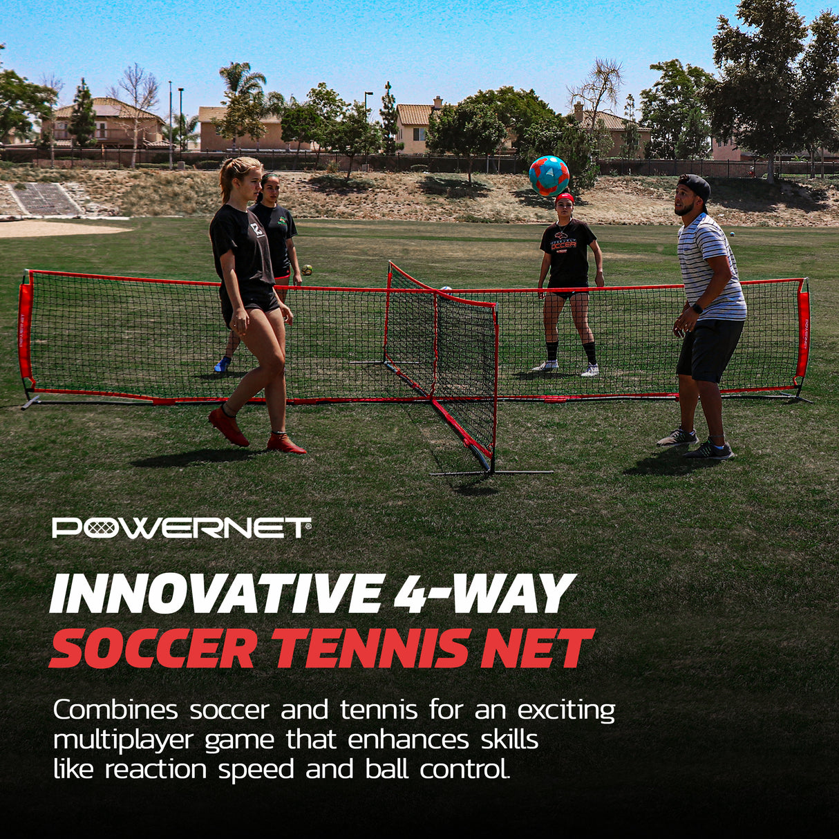 4 Way Soccer Tennis Net | 2 Sizes | Play a Fun Game While Training Soccer Net PowerNet