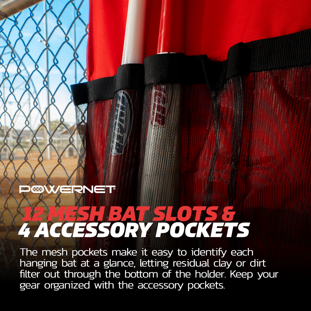 Hanging Bat Bag Caddy Dugout Organizer Sports PowerNet