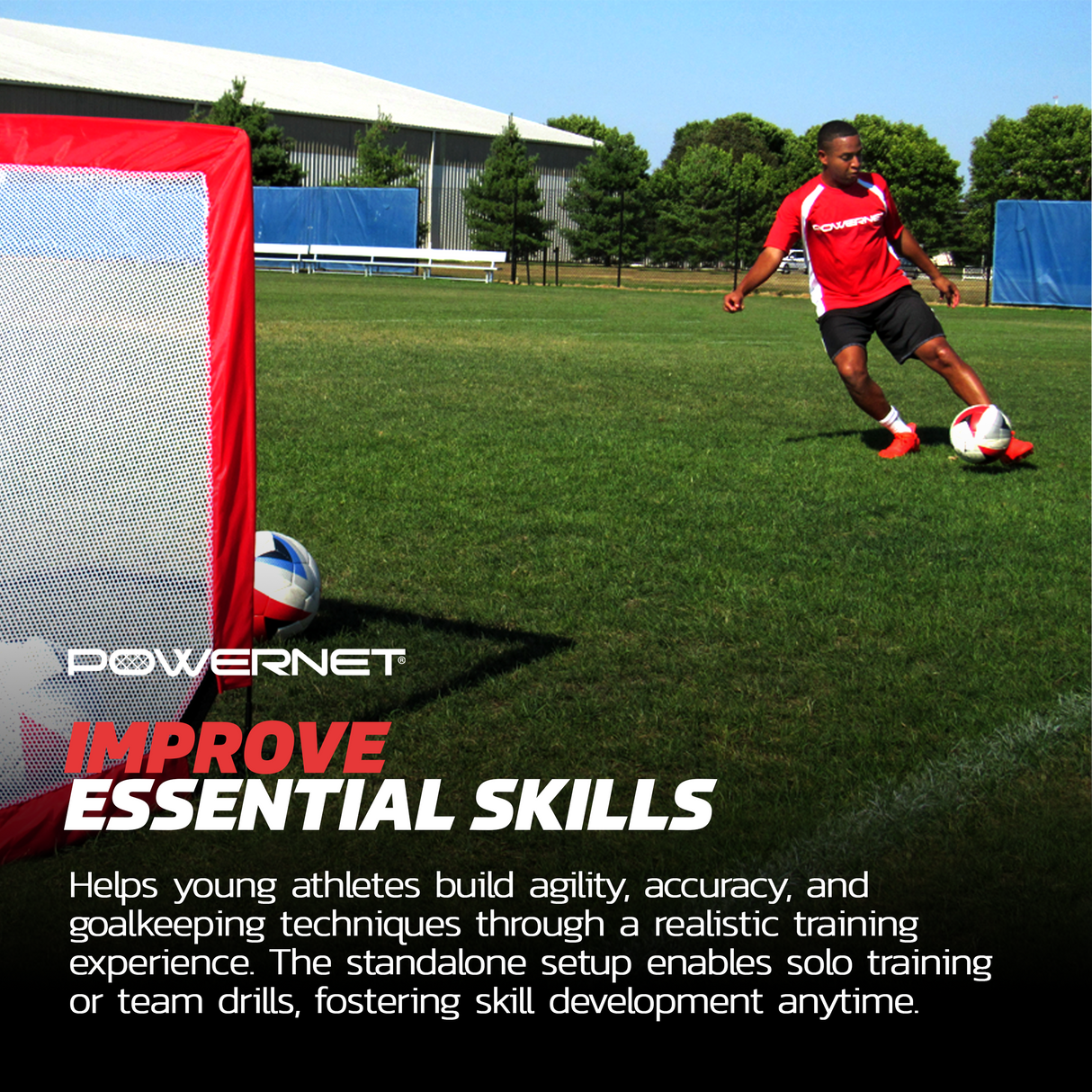 Soccer Popup Portable Goal | 4x3 FT Rectangle Sports PowerNet