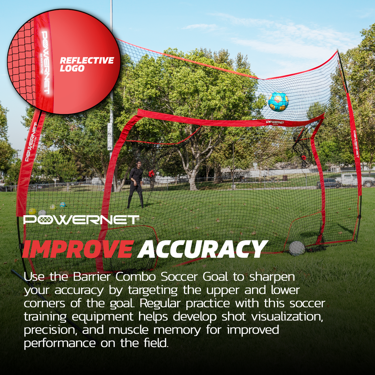 16x10 FT Soccer Goal Combo Barrier Soccer Goal PowerNet