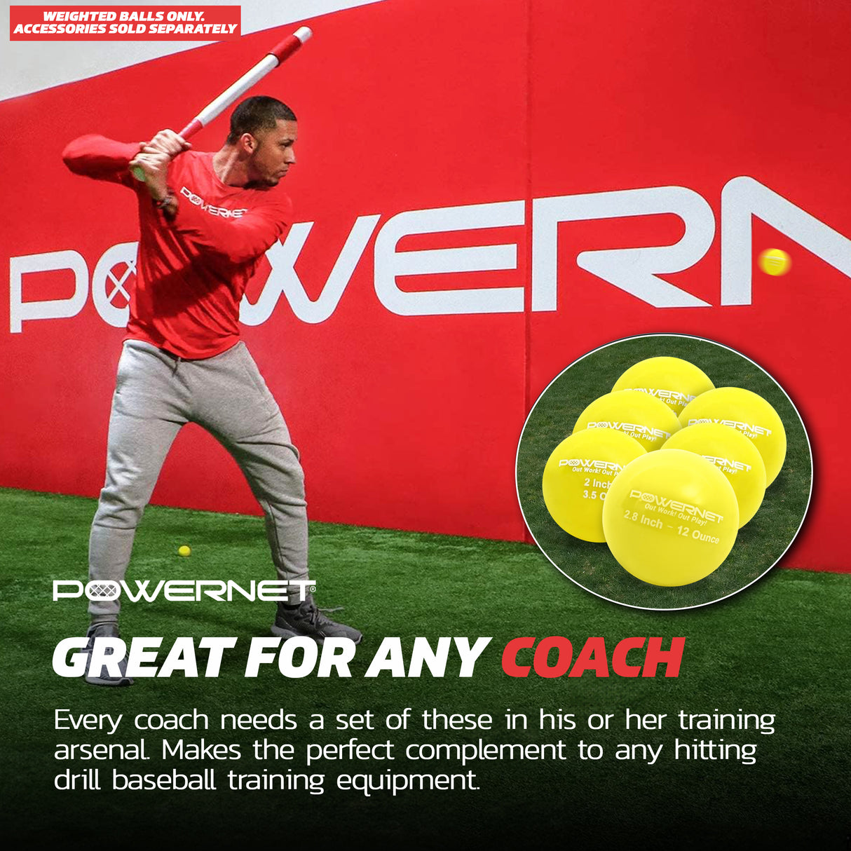 Weighted Hitting Training Balls | 6 PK 2.8" and 6 PK 2" Micro Ball Combo sports PowerNet