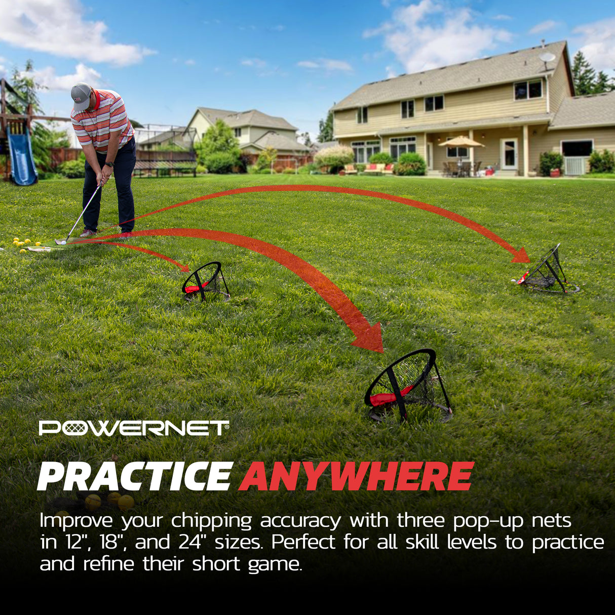 3 Piece Golf Chipping Net Set Sports PowerNet